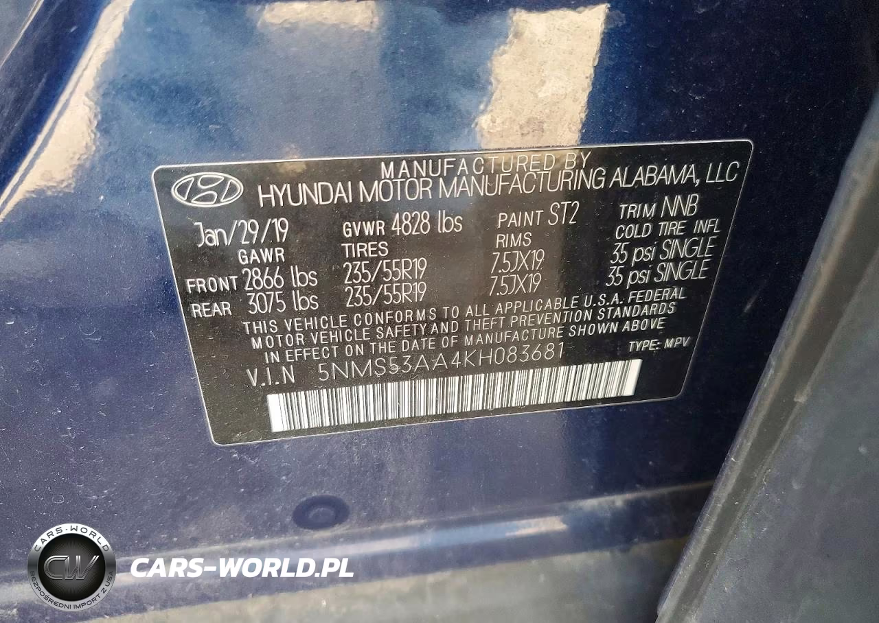 2019 Hyundai Santa Fe Limited 2.0T VIN:5NMS53AA4KH083681 - 13