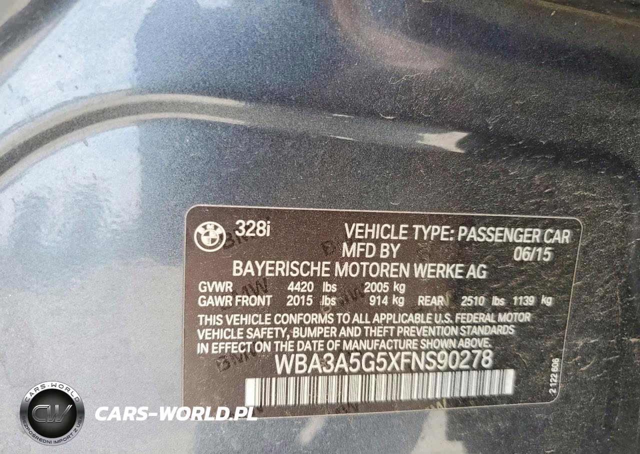 2015 BMW 328 I VIN:WBA3A5G5XFNS90278 - 12