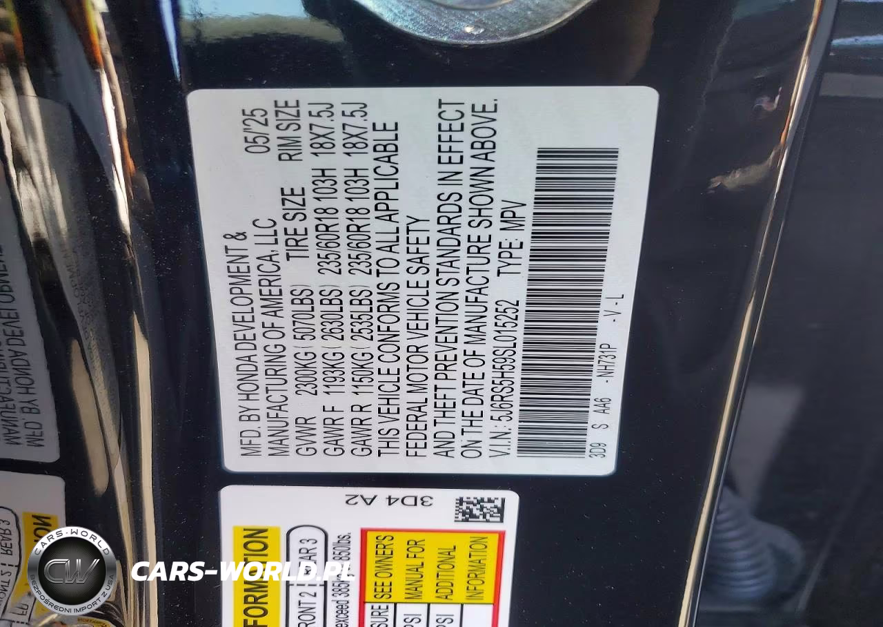 2025 Honda Cr-V Sport VIN:5J6RS5H59SL015252 - 12