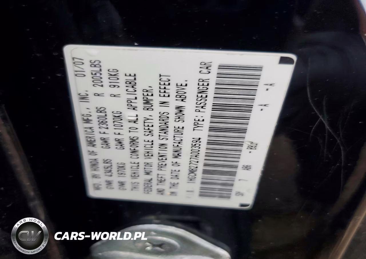 2007 Honda Accord Ex VIN:1HGCM82727A003594 - 12