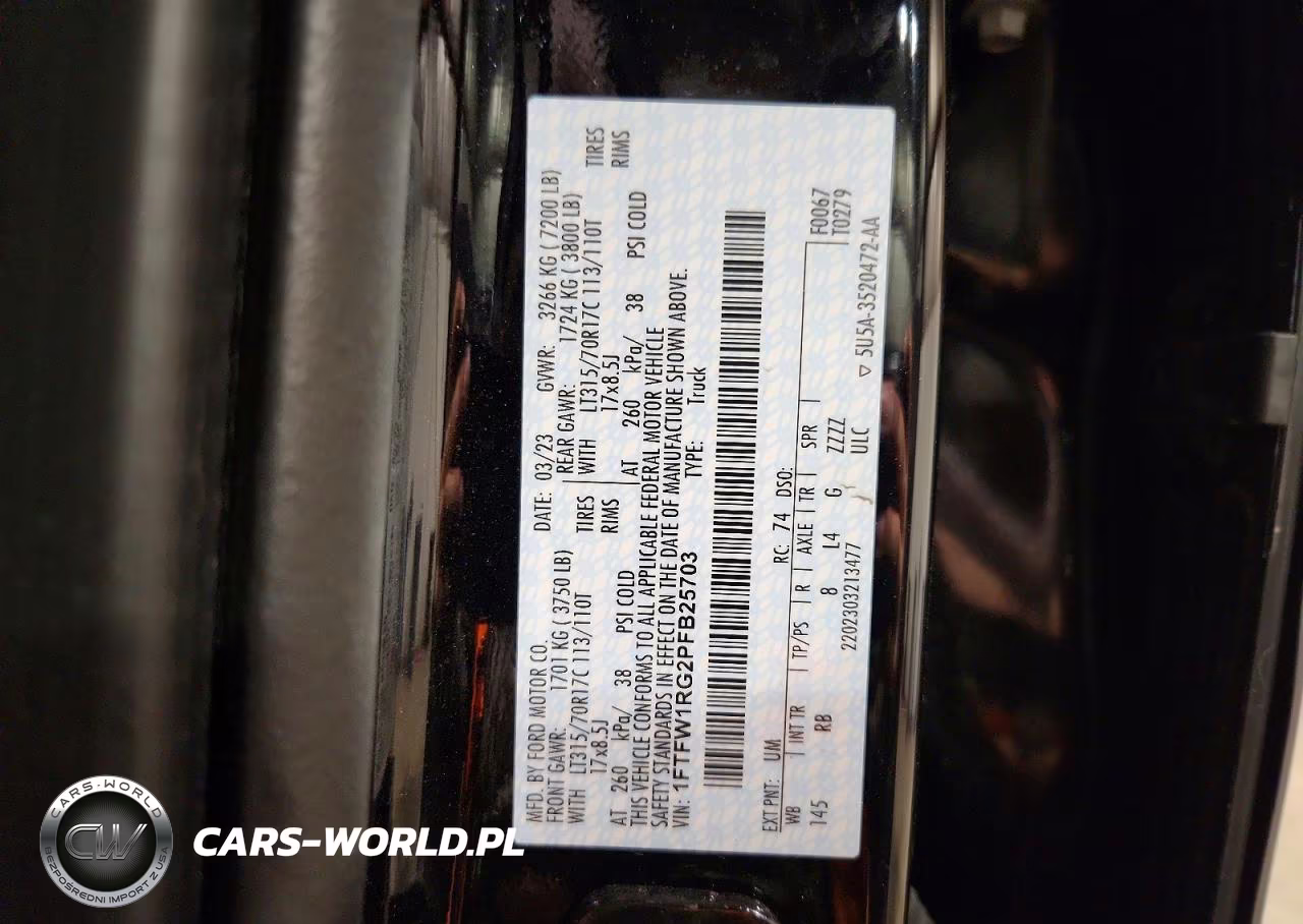 2023 Ford F150 Raptor VIN:1FTFW1RG2PFB25703 - 12