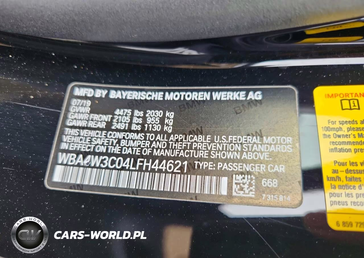 2020 BMW 430I VIN:WBA4W3C04LFH44621 - 12