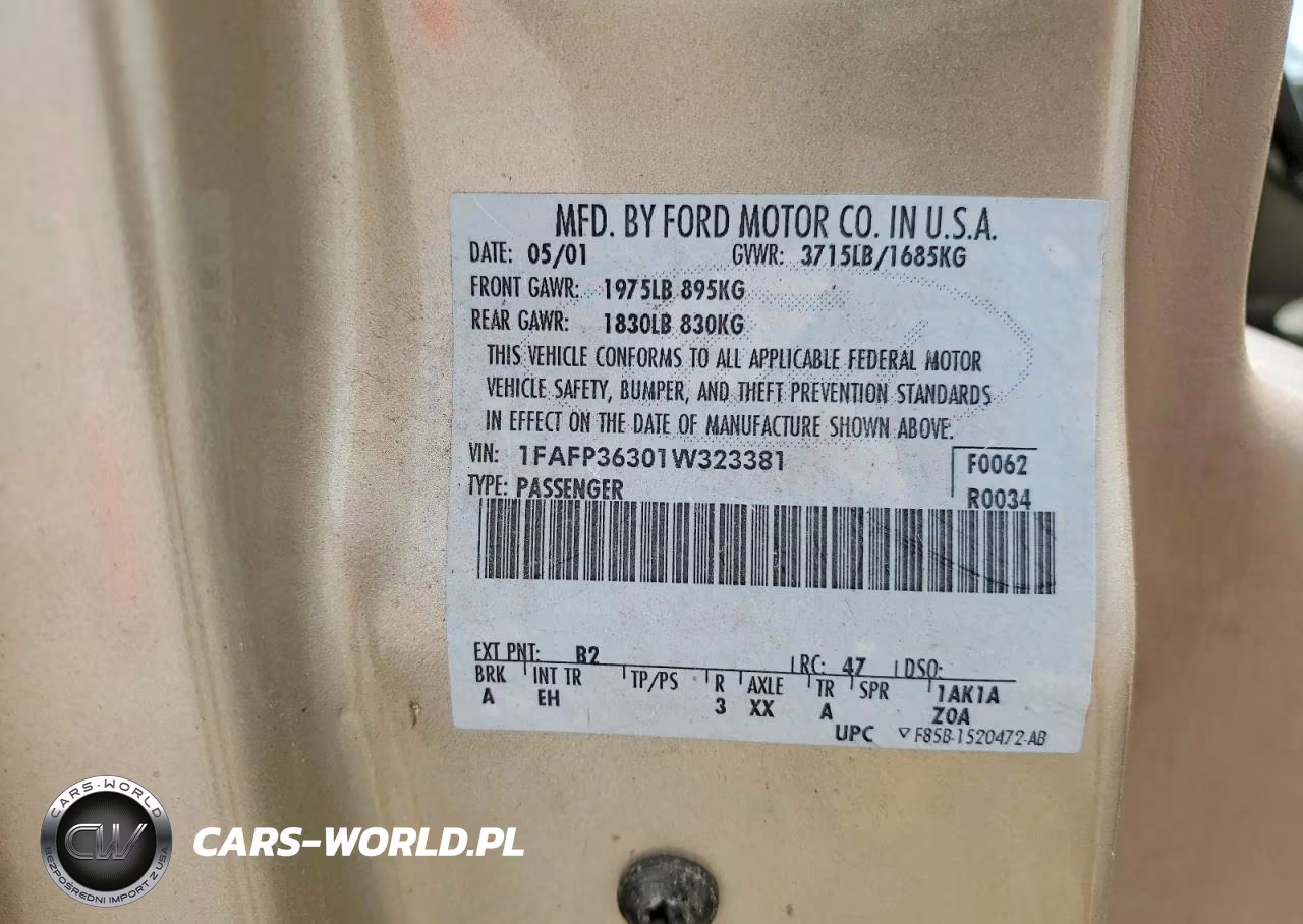 2001 Ford Focus VIN:1FAFP36301W323381 - 12