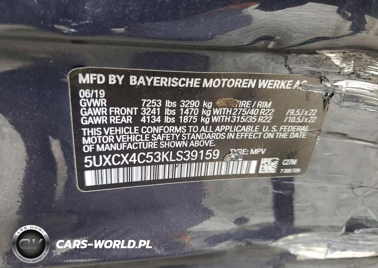 2019 BMW X7 xDrive50I VIN:5UXCX4C53KLS39159 - 13