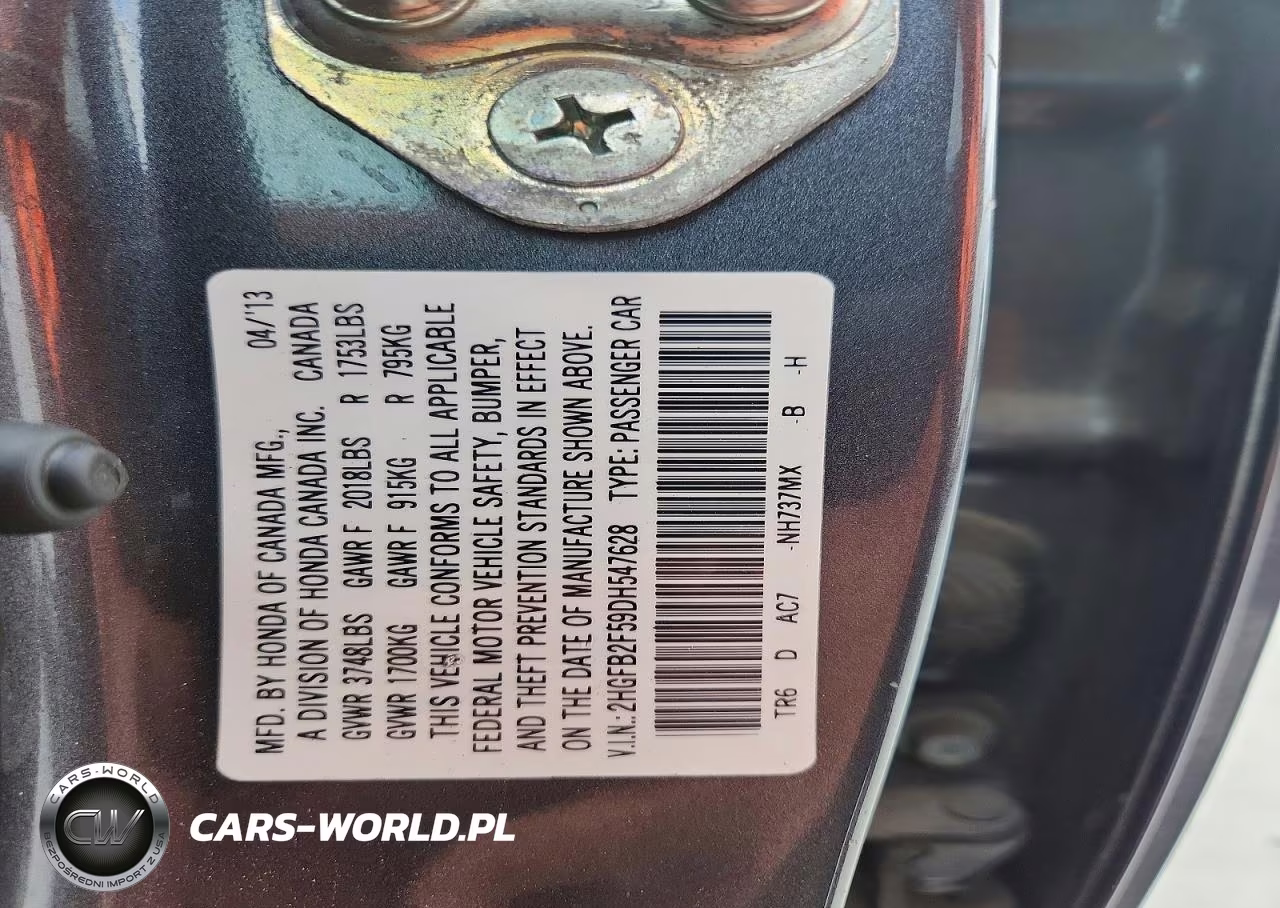 2013 Honda Civic Lx VIN:2HGFB2F59DH547628 - 13