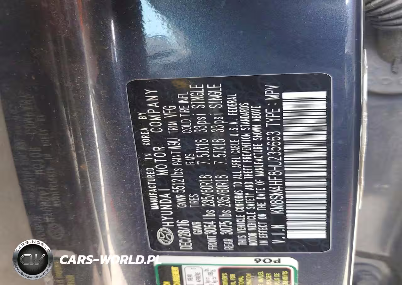 2017 Hyundai Santa Fe Se VIN:KM8SM4HF8HU235663 - 14