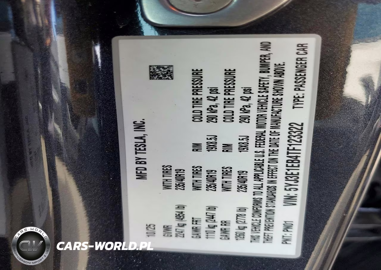 2026 Tesla Model 3 VIN:5YJ3E1EB4TF123322 - 13