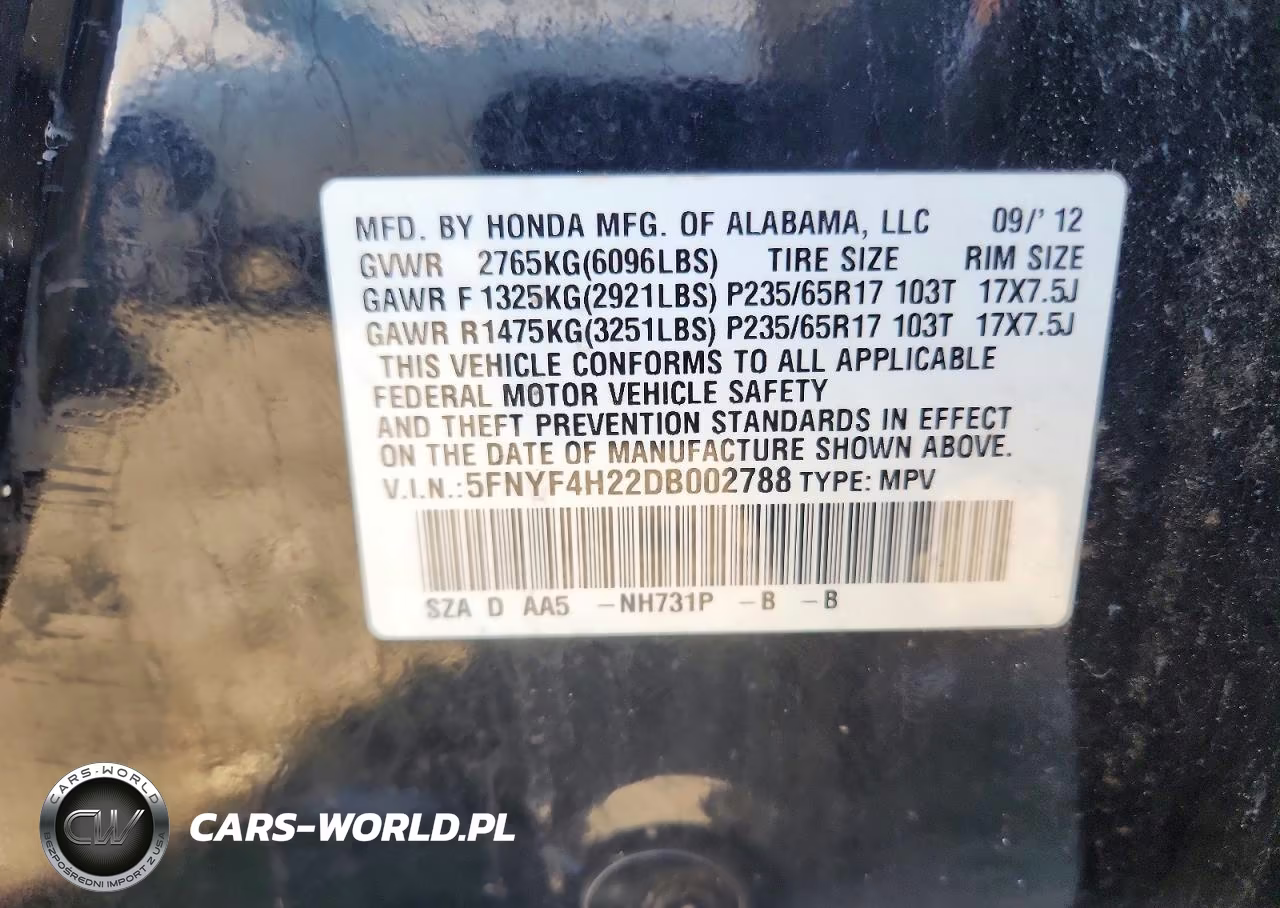 2013 Honda Pilot Lx VIN:5FNYF4H22DB002788 - 13