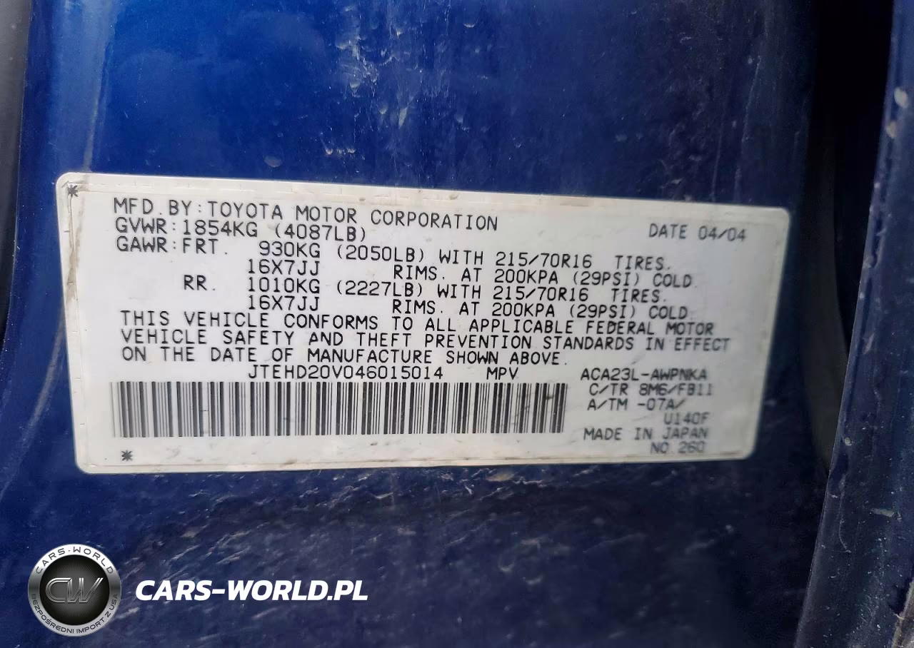 2004 Toyota Rav4 Base VIN:JTEHD20V046015014 - 12
