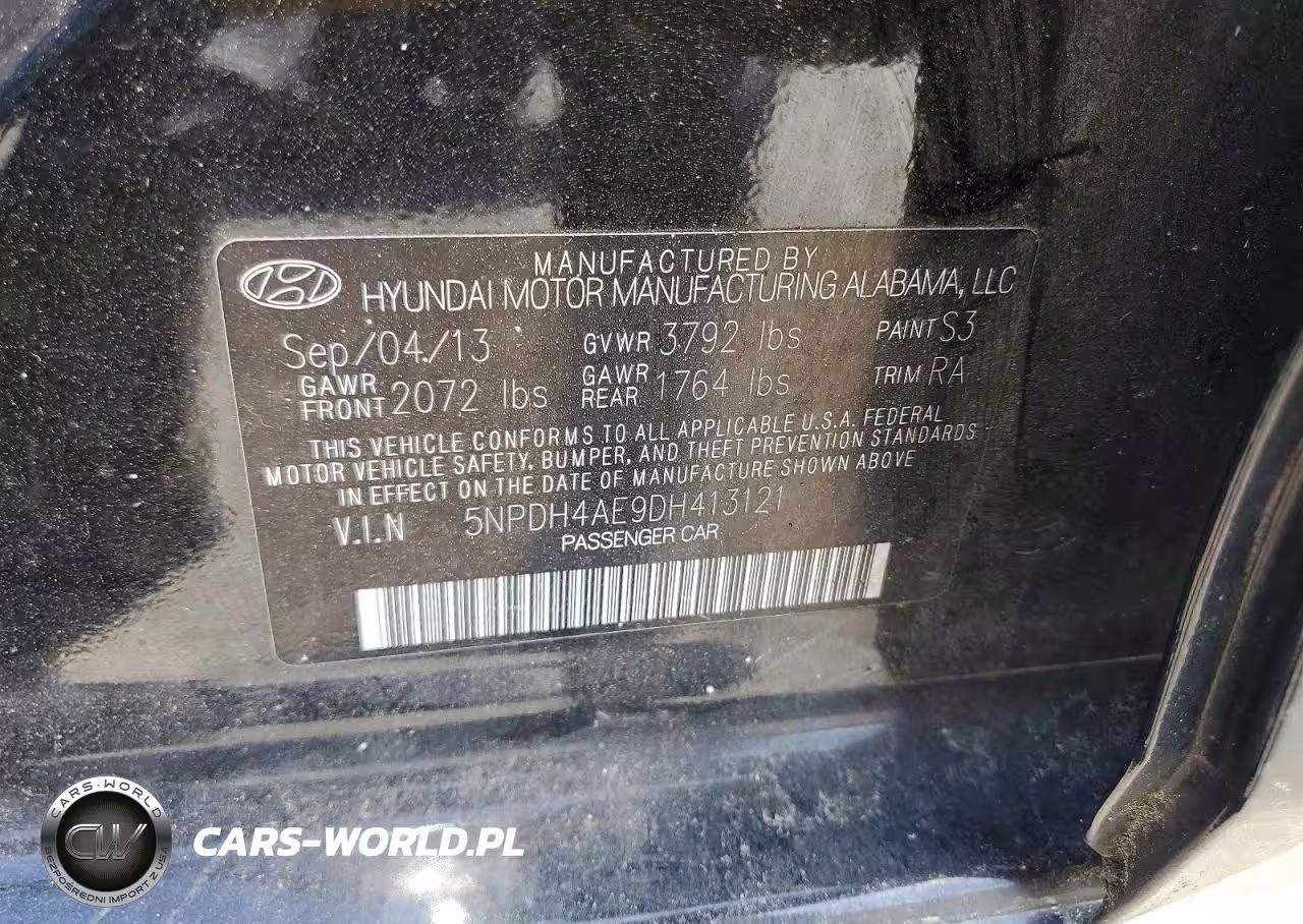 2013 Hyundai Elantra Gls VIN:5NPDH4AE9DH413121 - 12