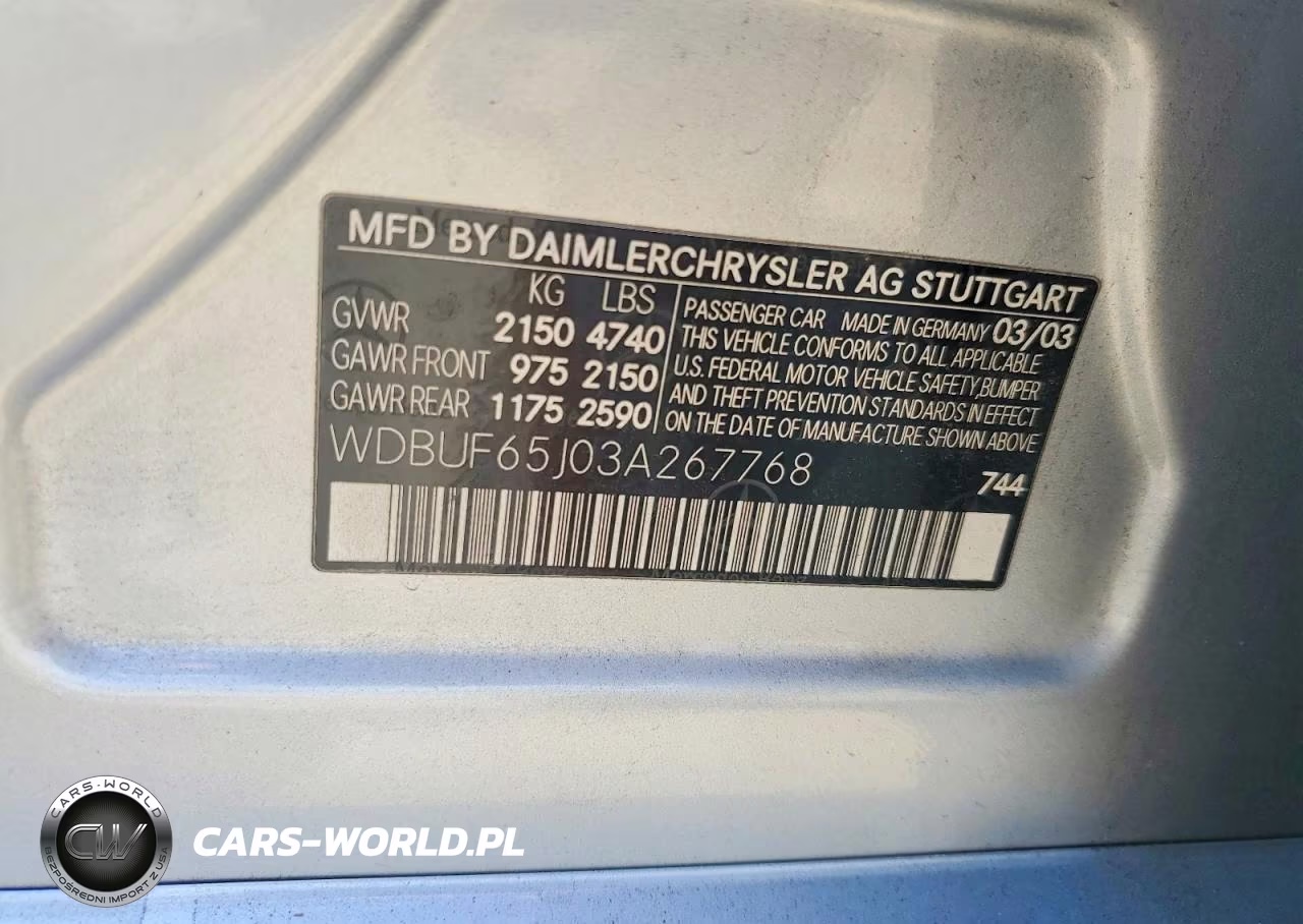 2003 Mercedes-Benz E 320 VIN:WDBUF65J03A267768 - 13
