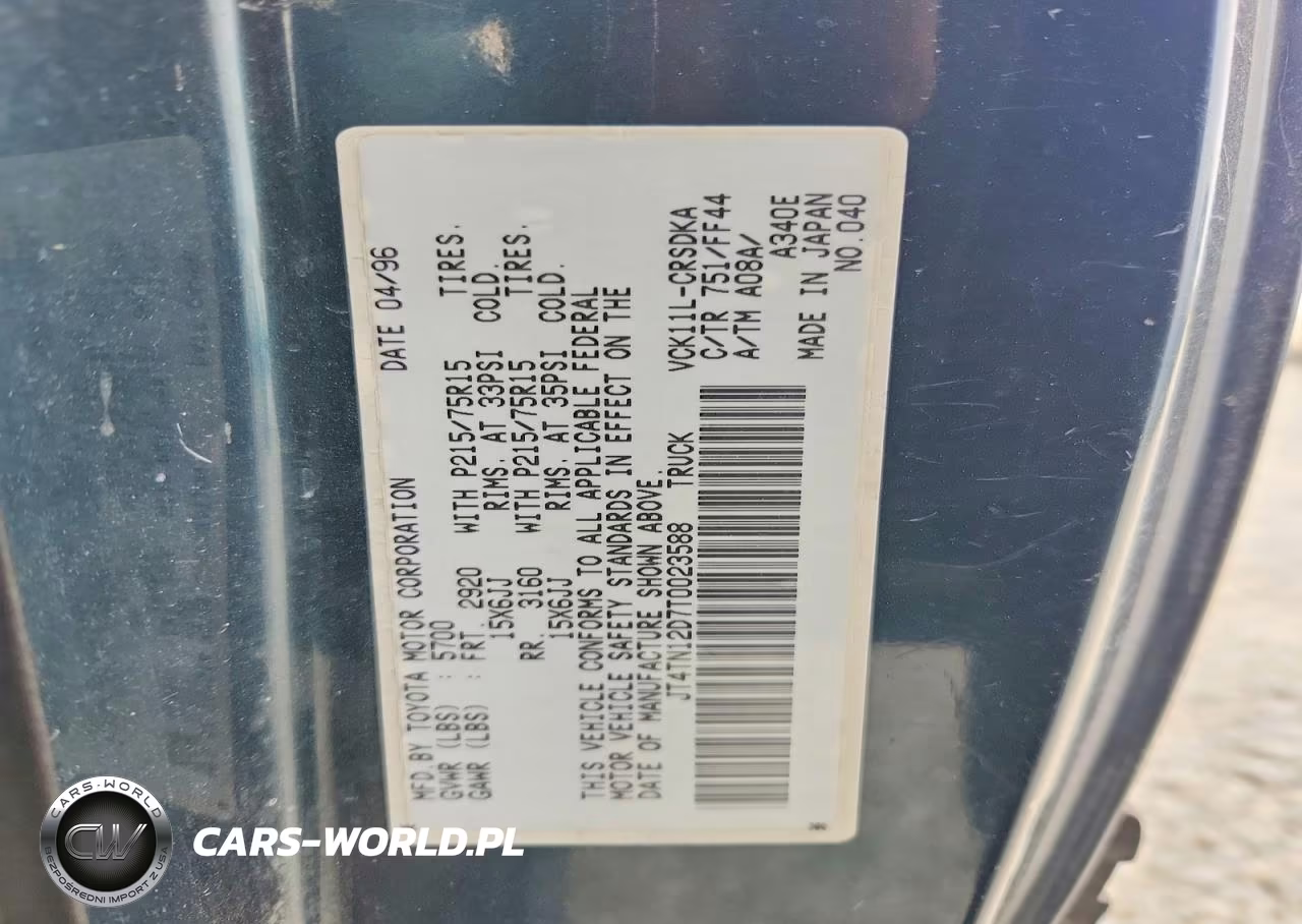 1996 Toyota T100 Dx VIN:JT4TN12D7T0023588 - 12