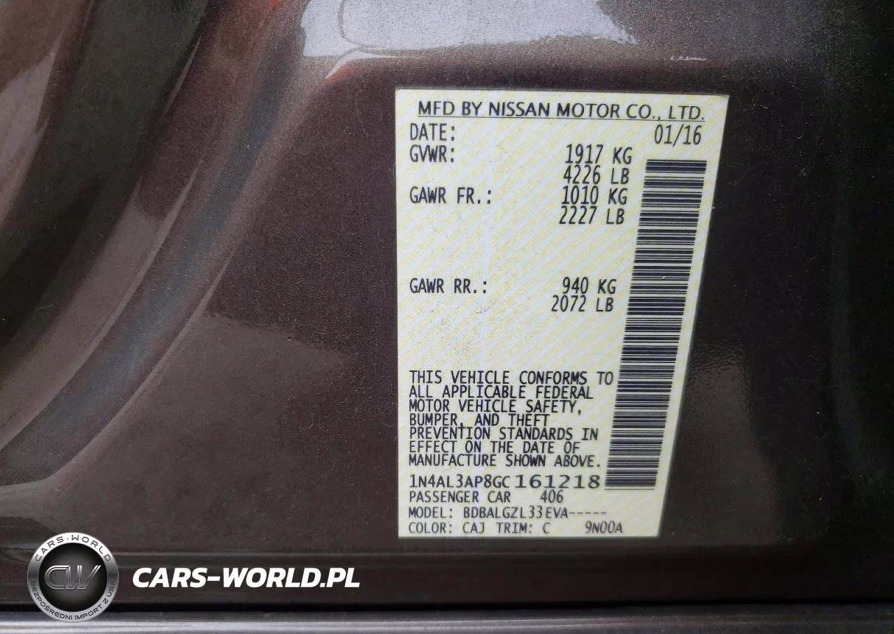 2016 Nissan Altima 2.5 S VIN:1N4AL3AP8GC161218 - 12