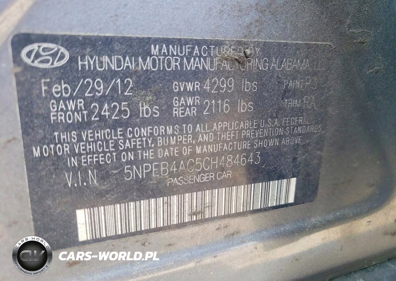 2012 Hyundai Sonata Gls VIN:5NPEB4AC5CH484643 - 12