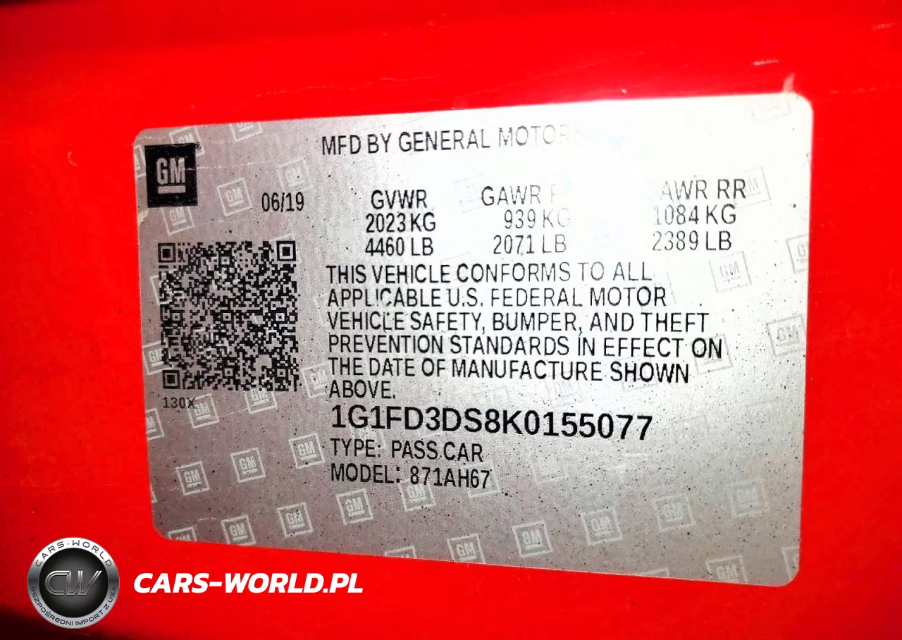 2019 Chevrolet Camaro Lt VIN:1G1FD3DS8K0155077 - 12