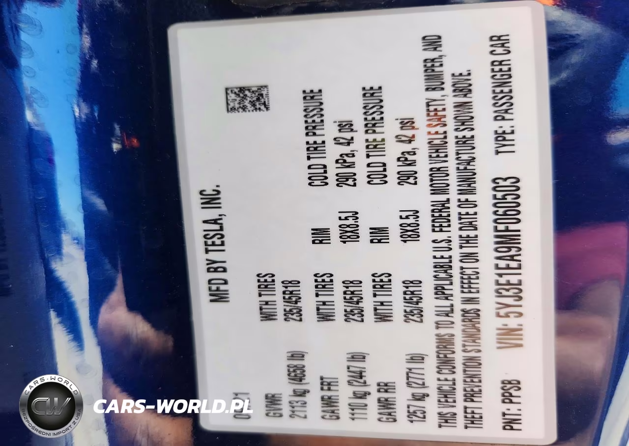 2021 Tesla Model 3 VIN:5YJ3E1EA9MF060503 - 12