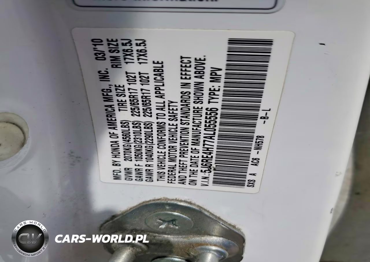 2010 Honda Cr-V Exl VIN:5J6RE4H77AL055556 - 12