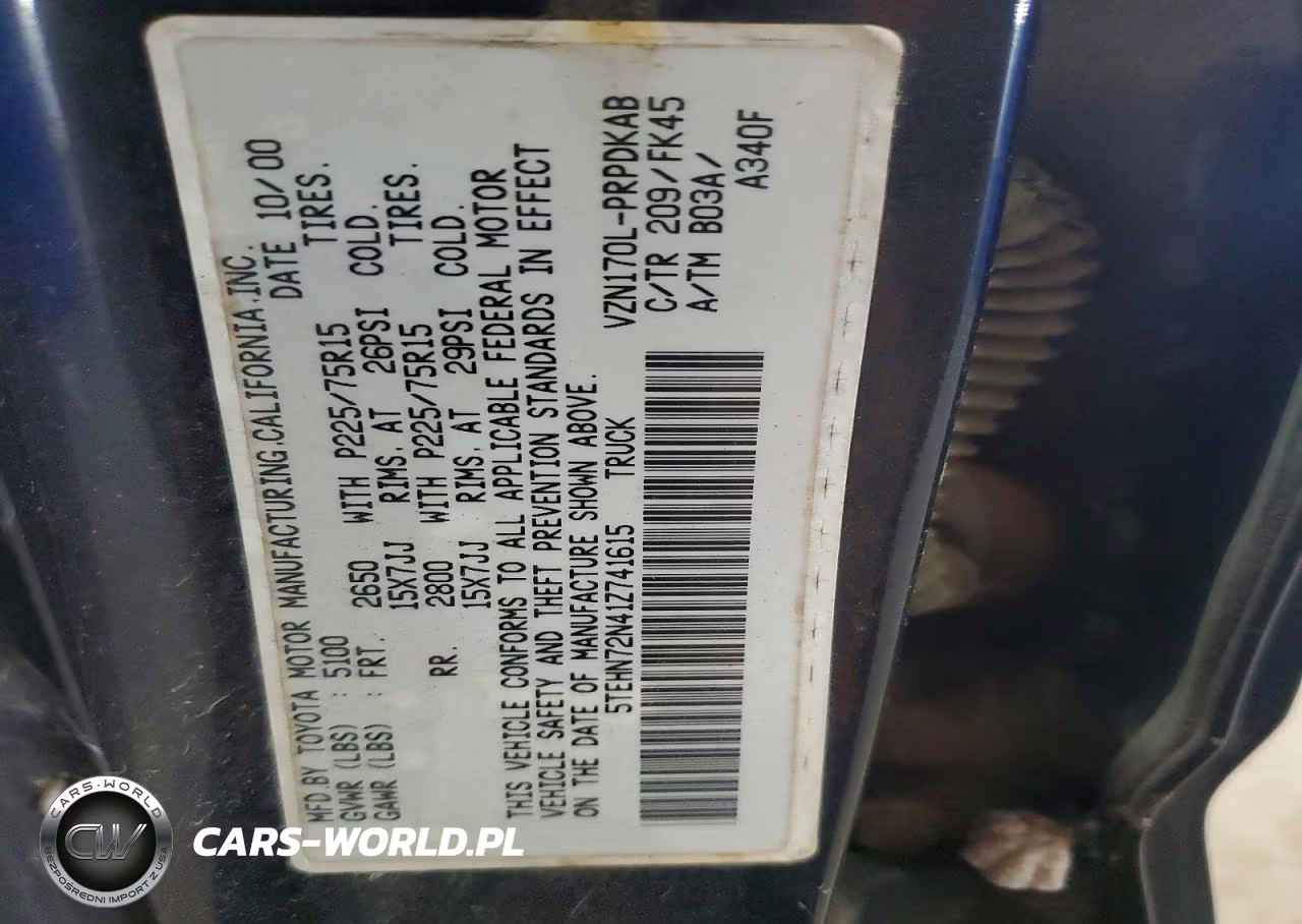 2001 Toyota Tacoma V6 VIN:5TEHN72N41Z741615 - 12