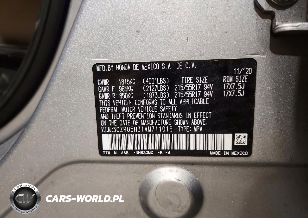 2021 Honda Hr-V Lx VIN:3CZRU5H31MM711016 - 13