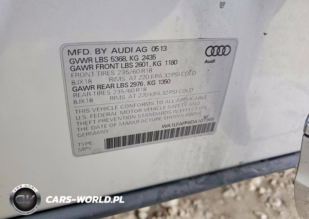 2013 Audi Q5 VIN:WA1LFAFP8DA101965 - 13