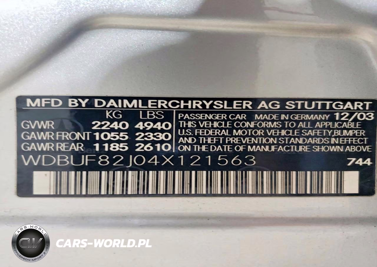 2004 Mercedes-Benz E 320 4Matic VIN:WDBUF82J04X121563 - 12