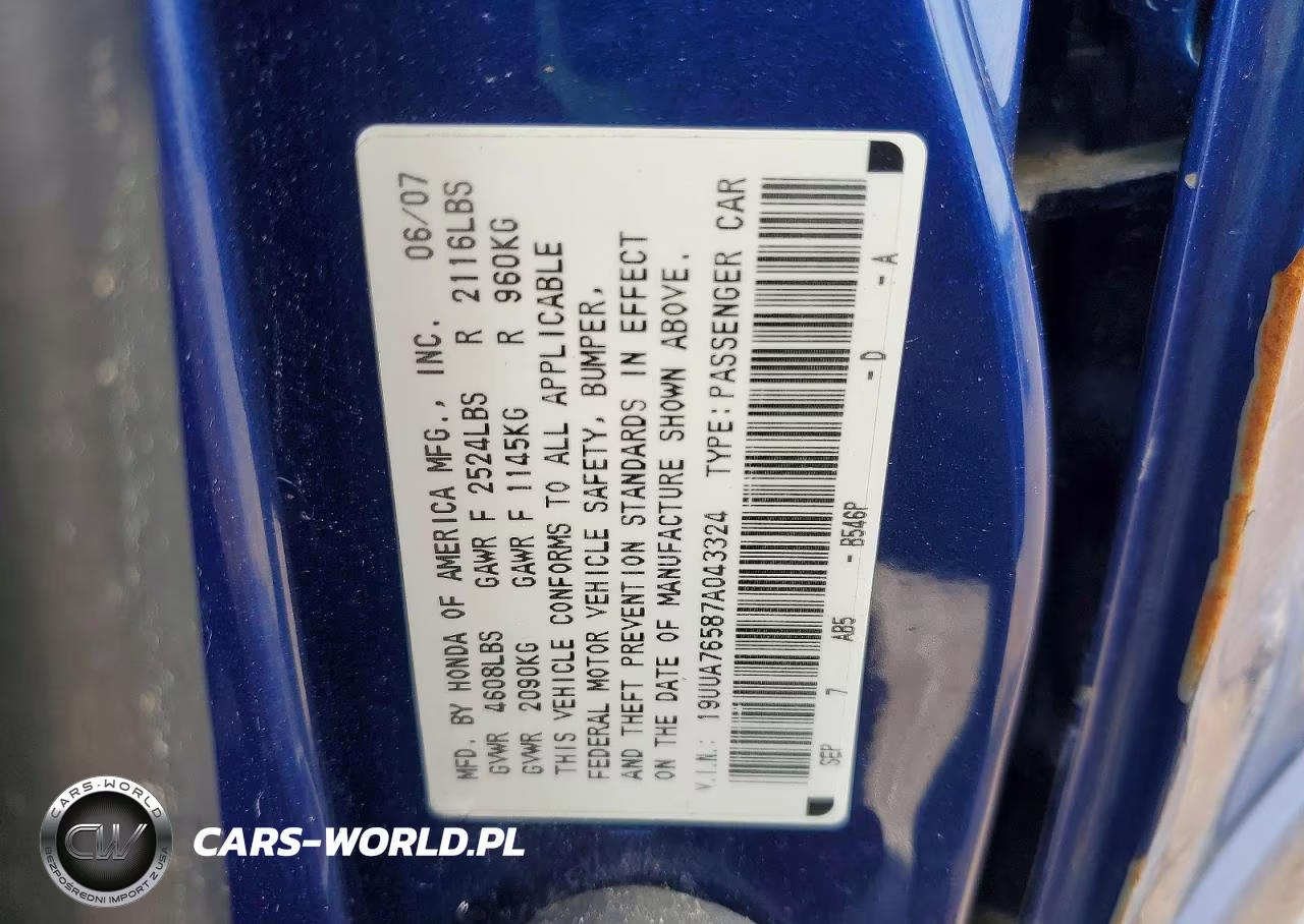 2007 Acura Tl Type S VIN:19UUA76587A043324 - 11