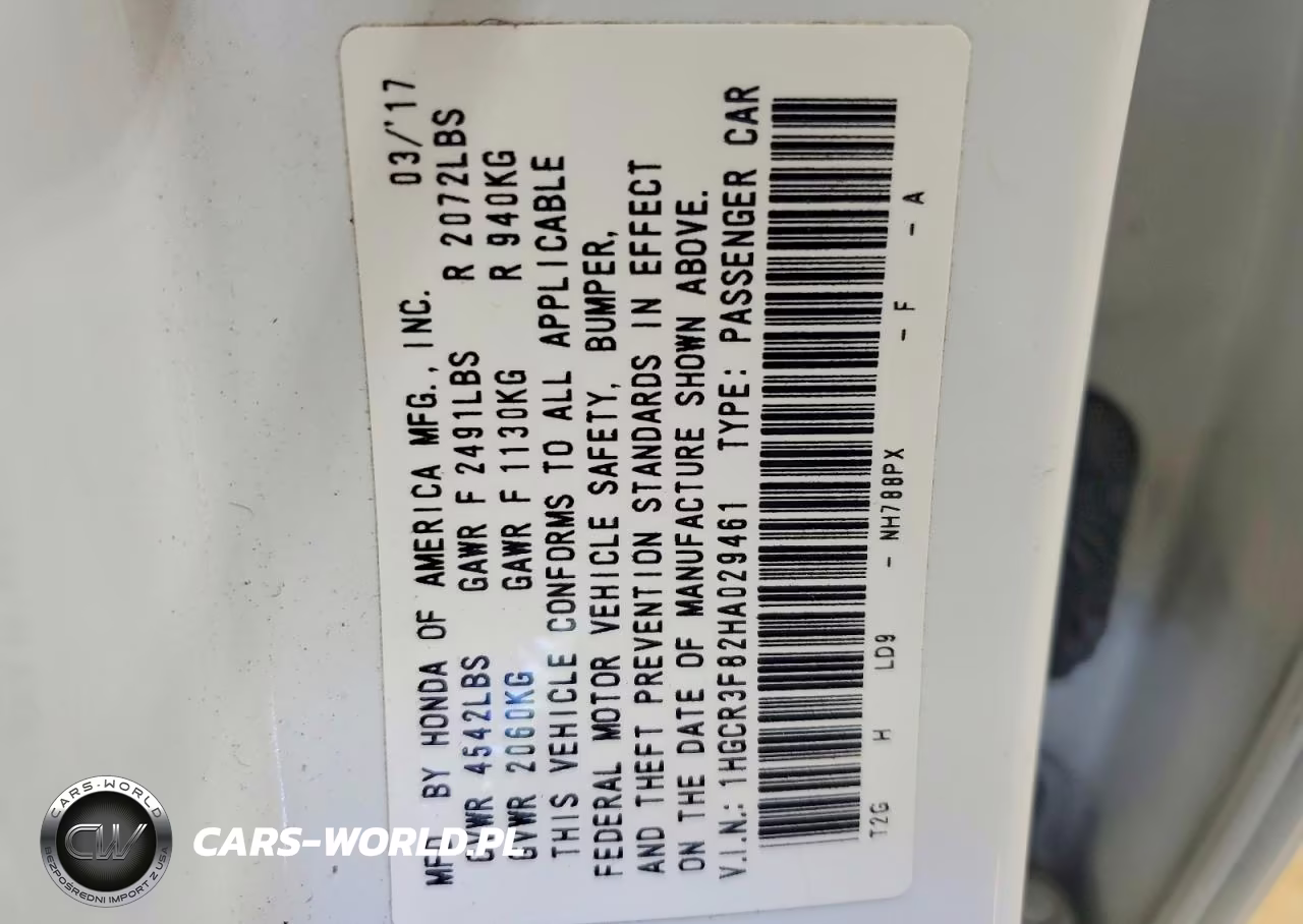 2017 Honda Accord Exl VIN:1HGCR3F82HA029461 - 12