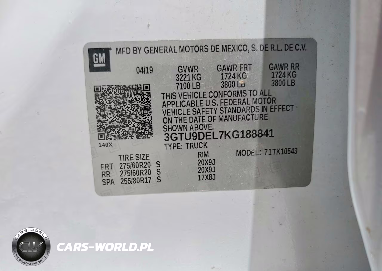 2019 GMC Sierra K1500 Slt VIN:3GTU9DEL7KG188841 - 12