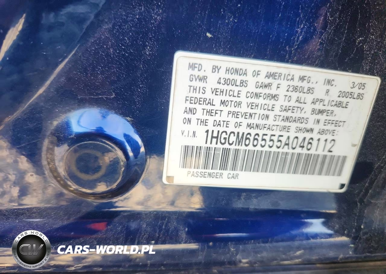 2005 Honda Accord Ex VIN:1HGCM66555A046112 - 12