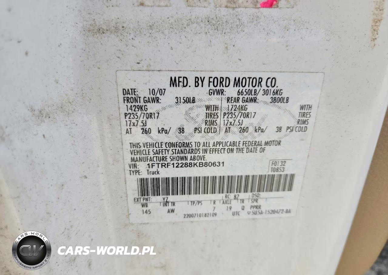 2008 Ford F150 Xl VIN:1FTRF12288KB80631 - 12