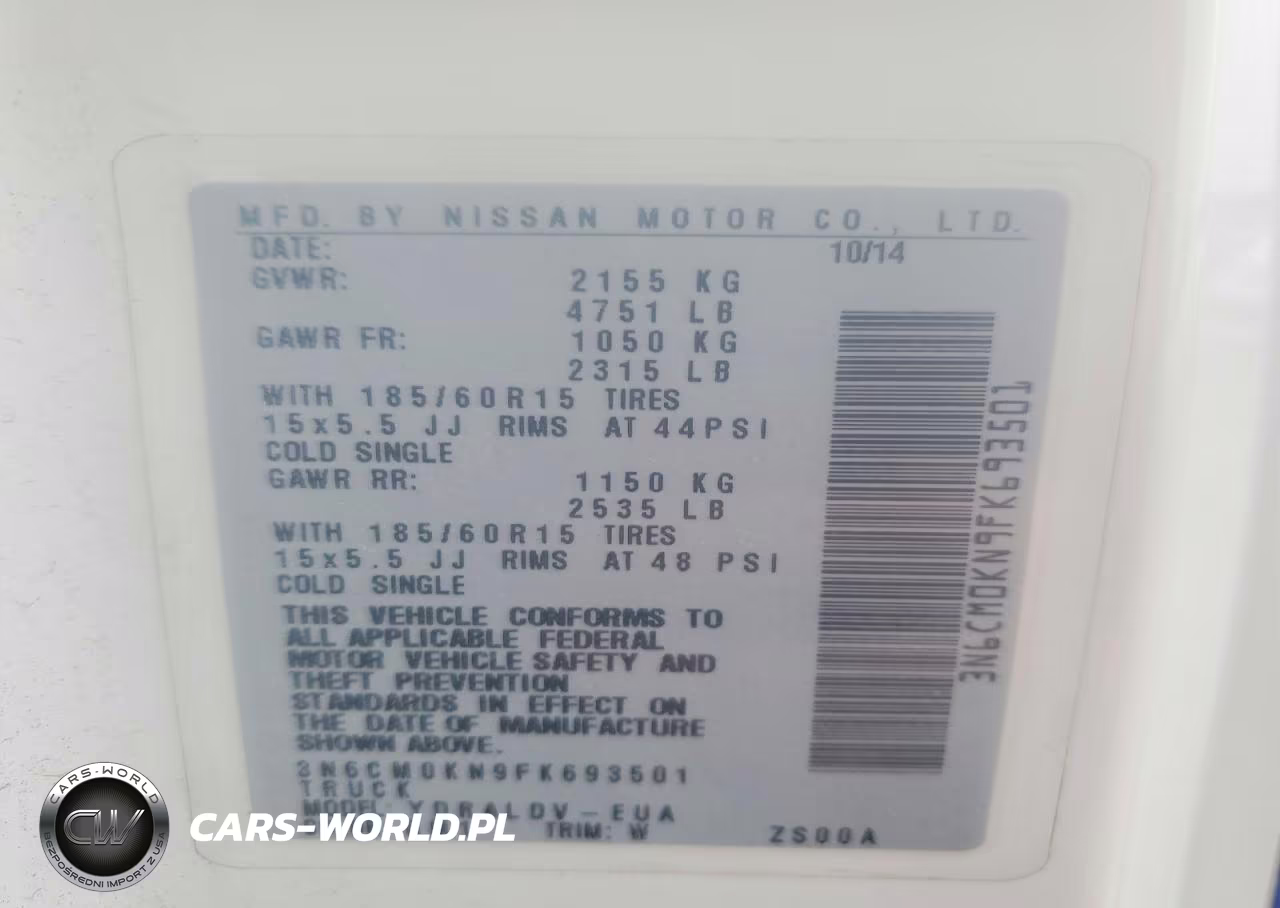 2015 Nissan Nv200 Utility - Service Van VIN:3N6CM0KN9FK693501 - 12