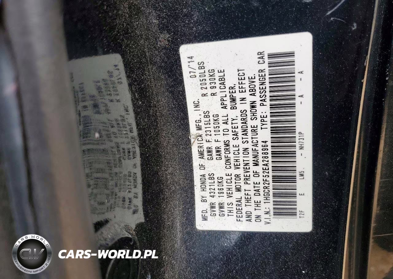 2014 Honda Accord Sport VIN:1HGCR2F52EA288964 - 13