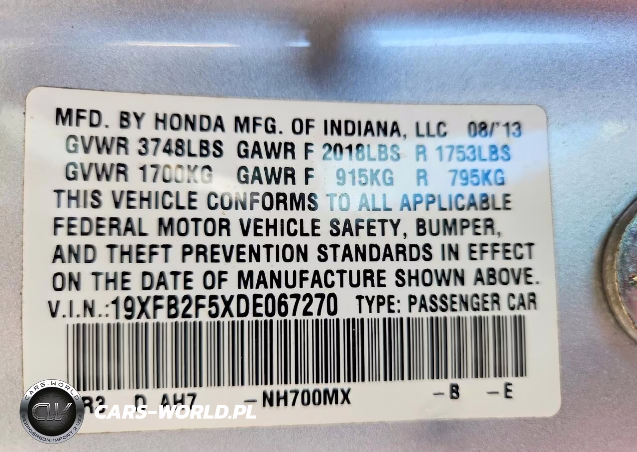 2013 Honda Civic Lx VIN:19XFB2F5XDE067270 - 12