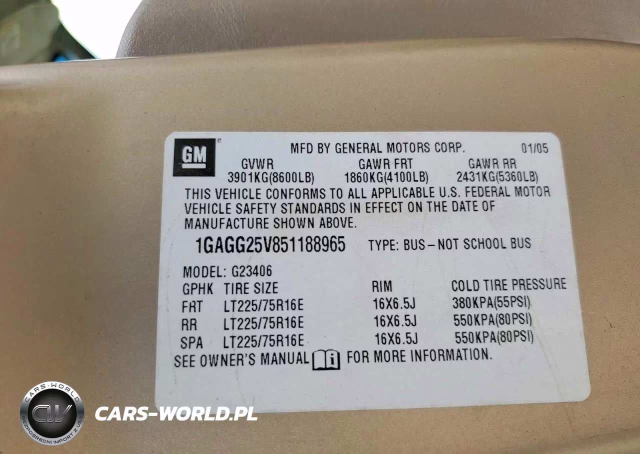 2005 Chev Express VIN:1GAGG25V851188965 - 13