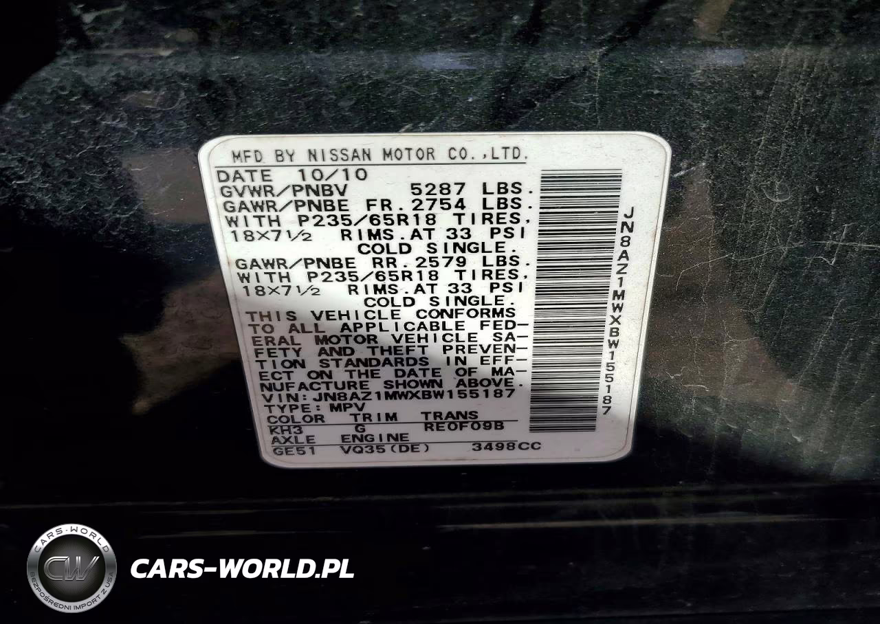 2011 Nissan Murano S VIN:JN8AZ1MWXBW155187 - 13