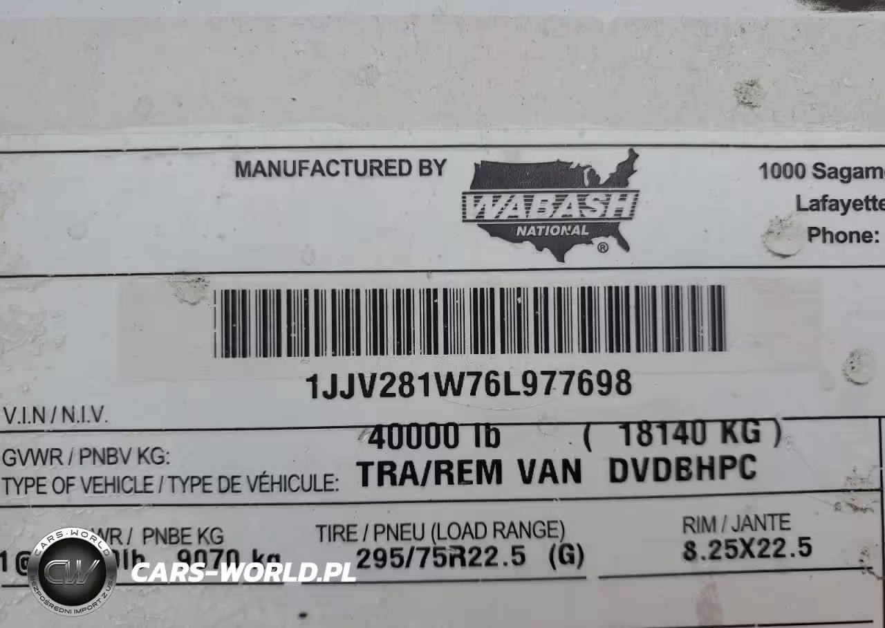 2006 WABASH TRAILER  VIN:1JJV281W76L977698 - 8