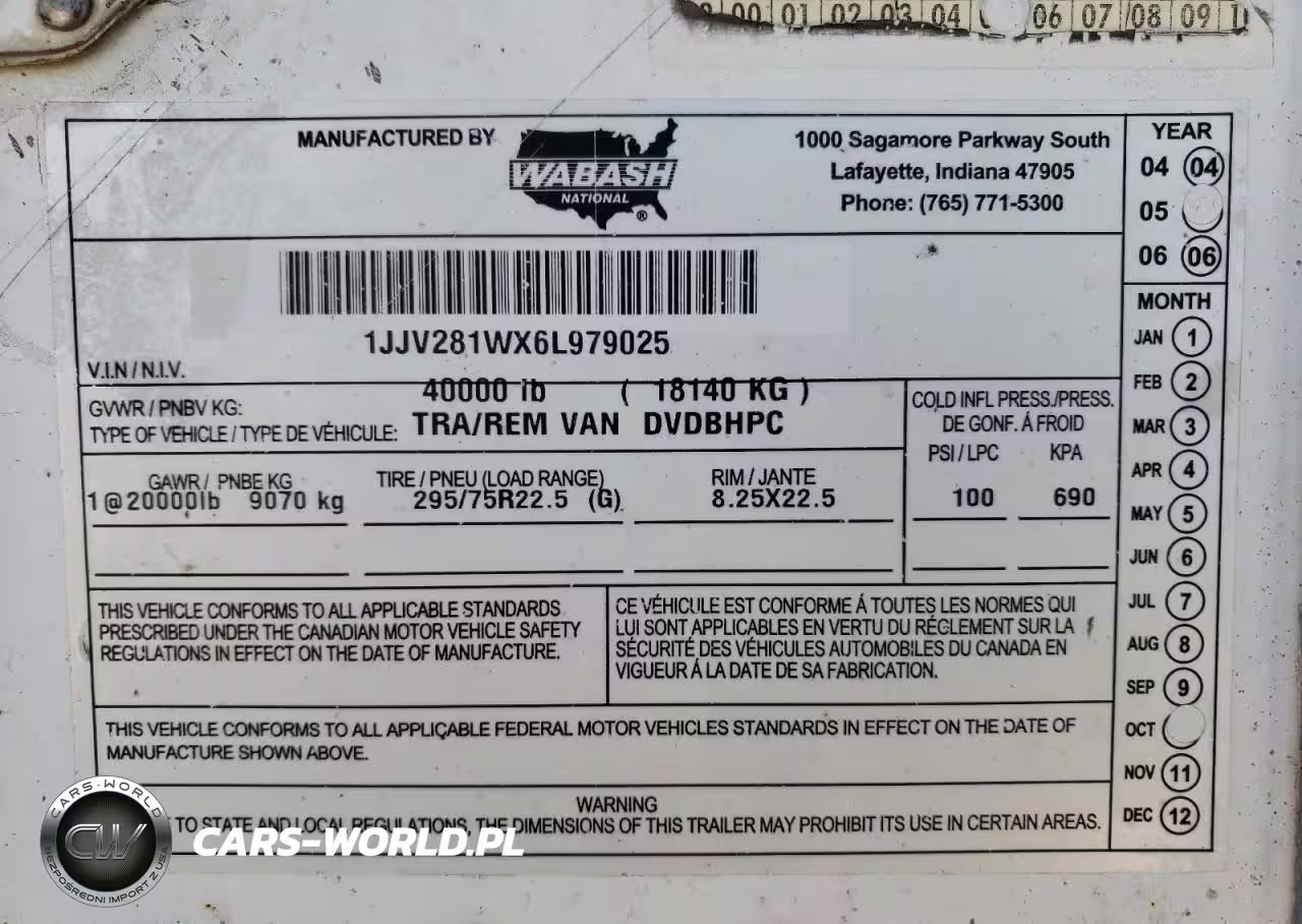 2006 WABASH TRAILER VIN:1JJV281WX6L979025 - 10
