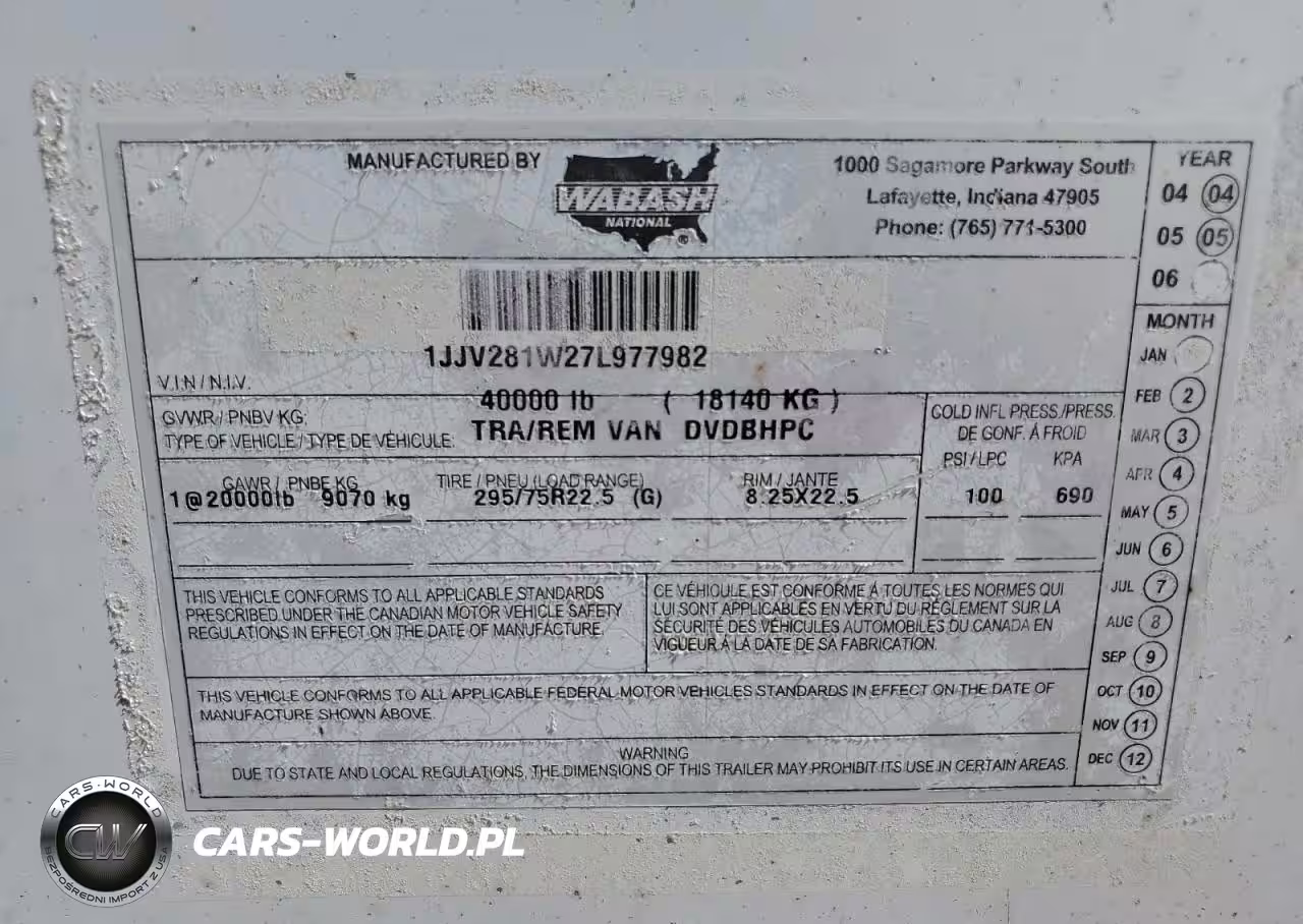 2007 WABASH 28 DRY VAN TRAILER VIN:1JJV281W27L977982 - 10