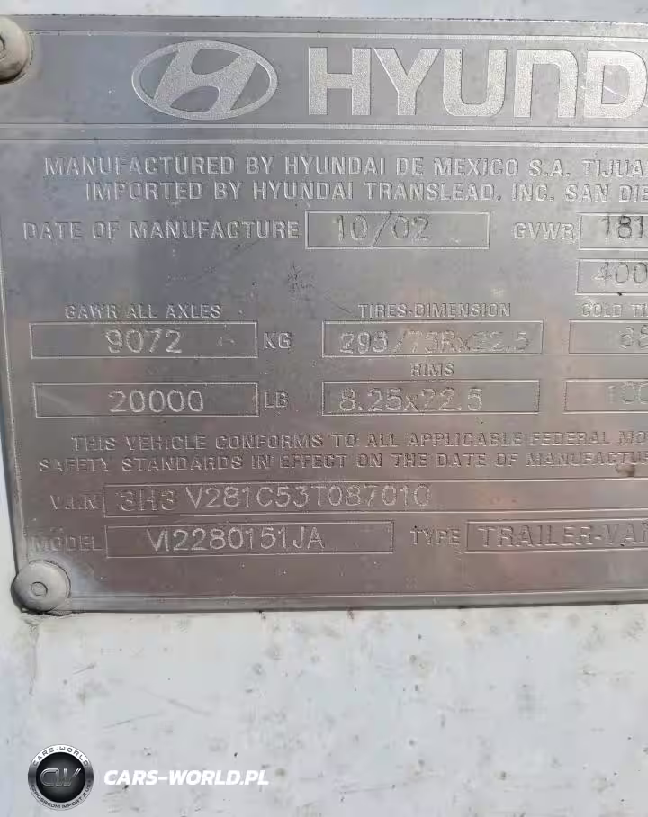 2003 HYUNDAI TRAILER VIN:3H3V281C53T087010 - 10