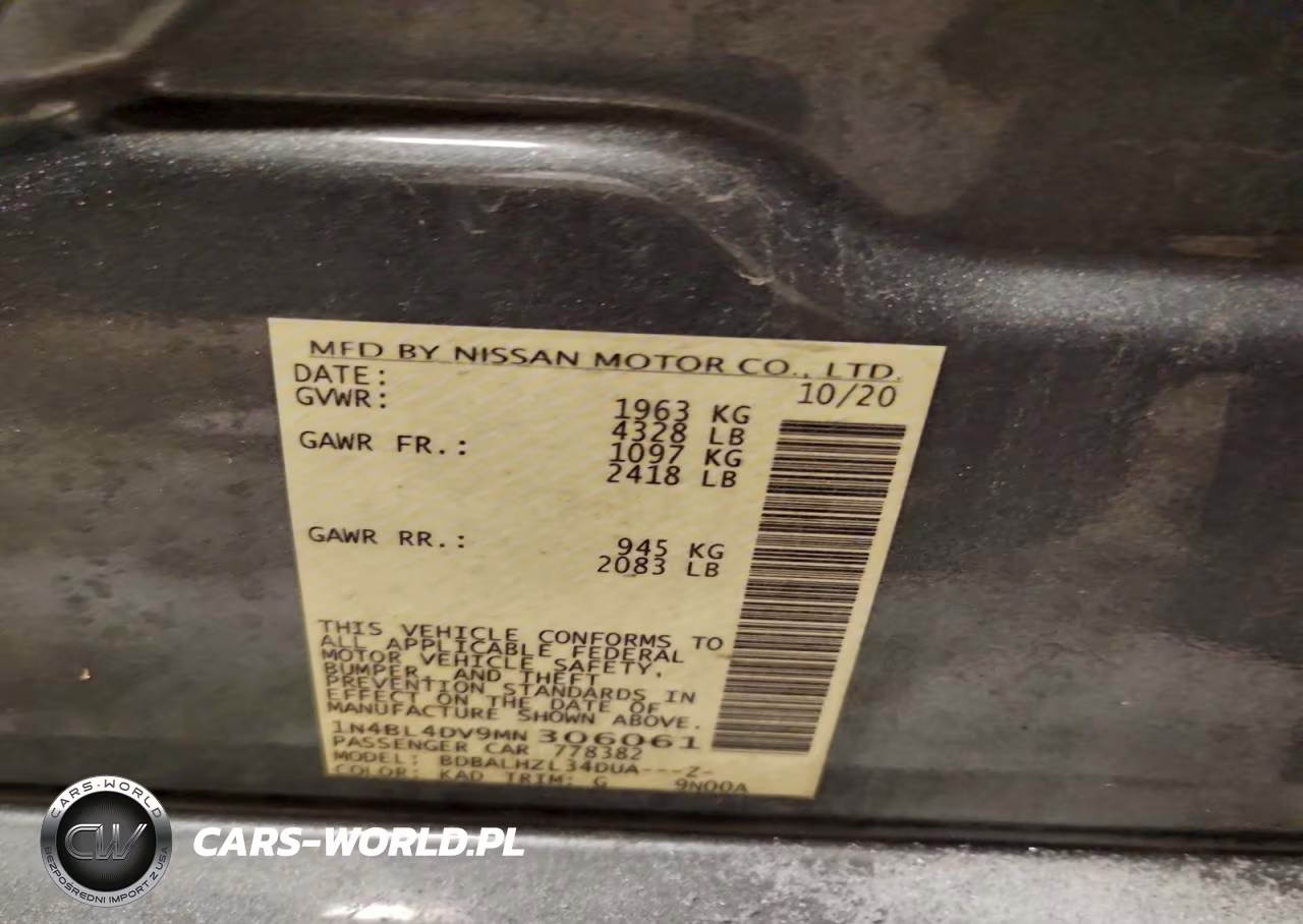 2021 Nissan Altima Sv VIN:1N4BL4DV9MN306061 - 12