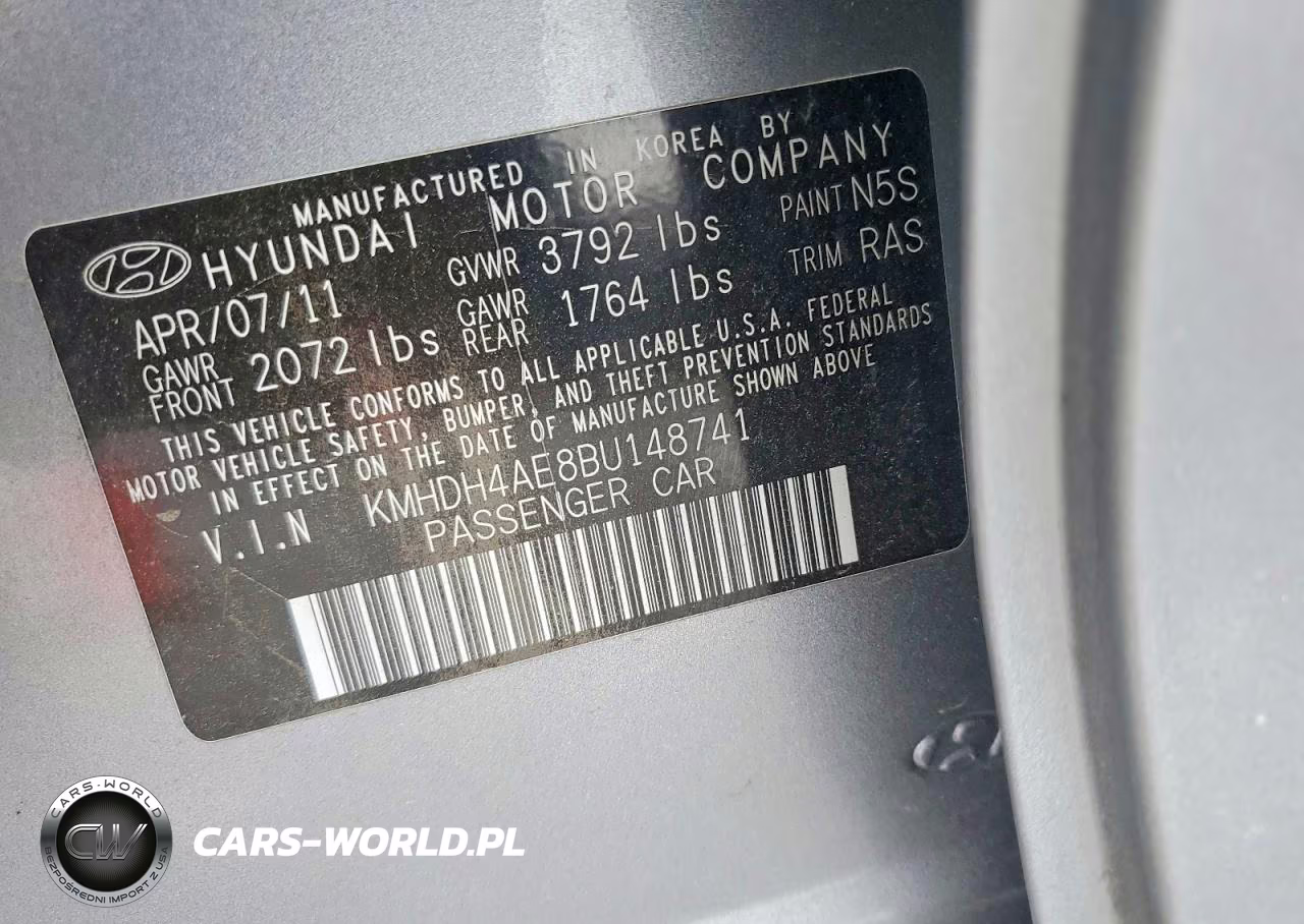 2011 Hyundai Elantra Gls VIN:KMHDH4AE8BU148741 - 12