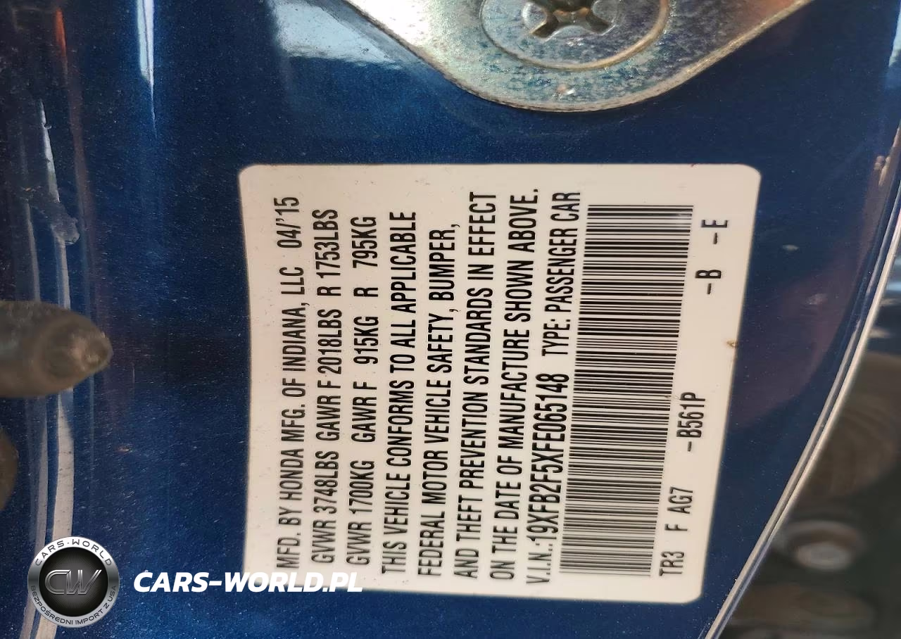 2015 Honda Civic Lx VIN:19XFB2F5XFE065148 - 12