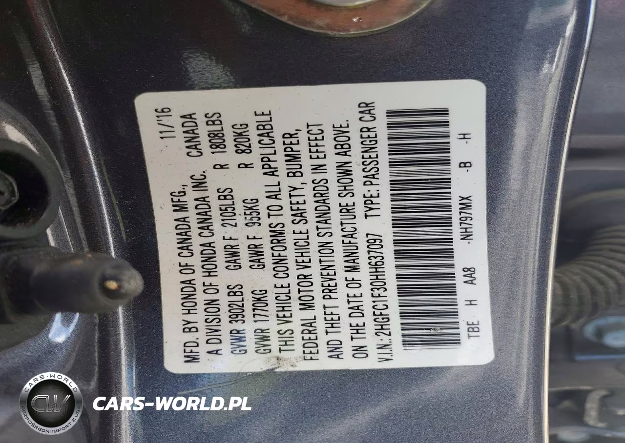 2017 Honda Civic Ex VIN:2HGFC1F30HH637097 - 12