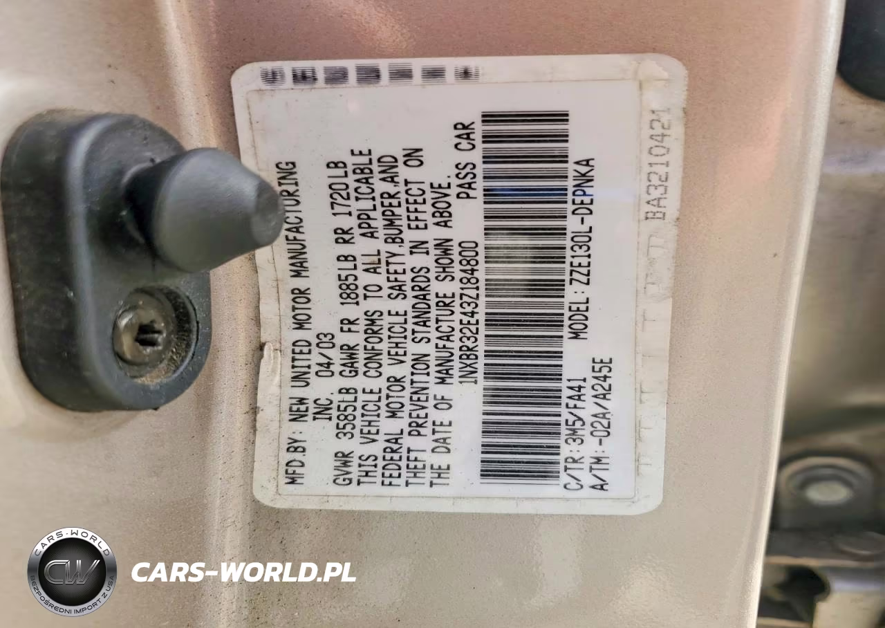 2003 Toyota Corolla Le VIN:1NXBR32E43Z184800 - 12