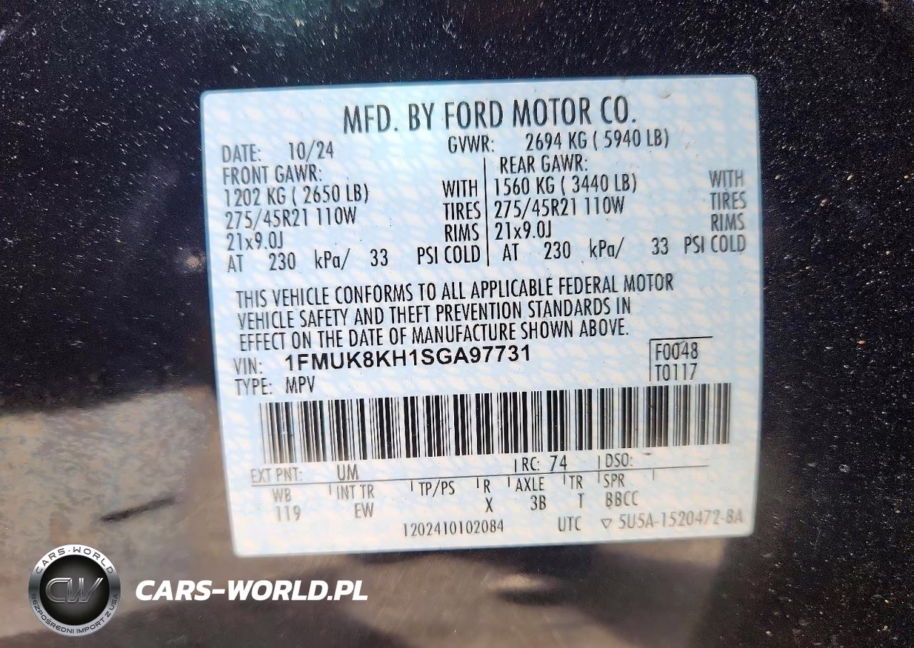 2025 Ford Explorer St-Line VIN:1FMUK8KH1SGA97731 - 12