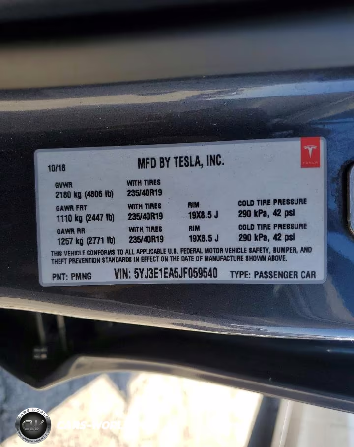 2018 Tesla Model 3 VIN:5YJ3E1EA5JF059540 - 14