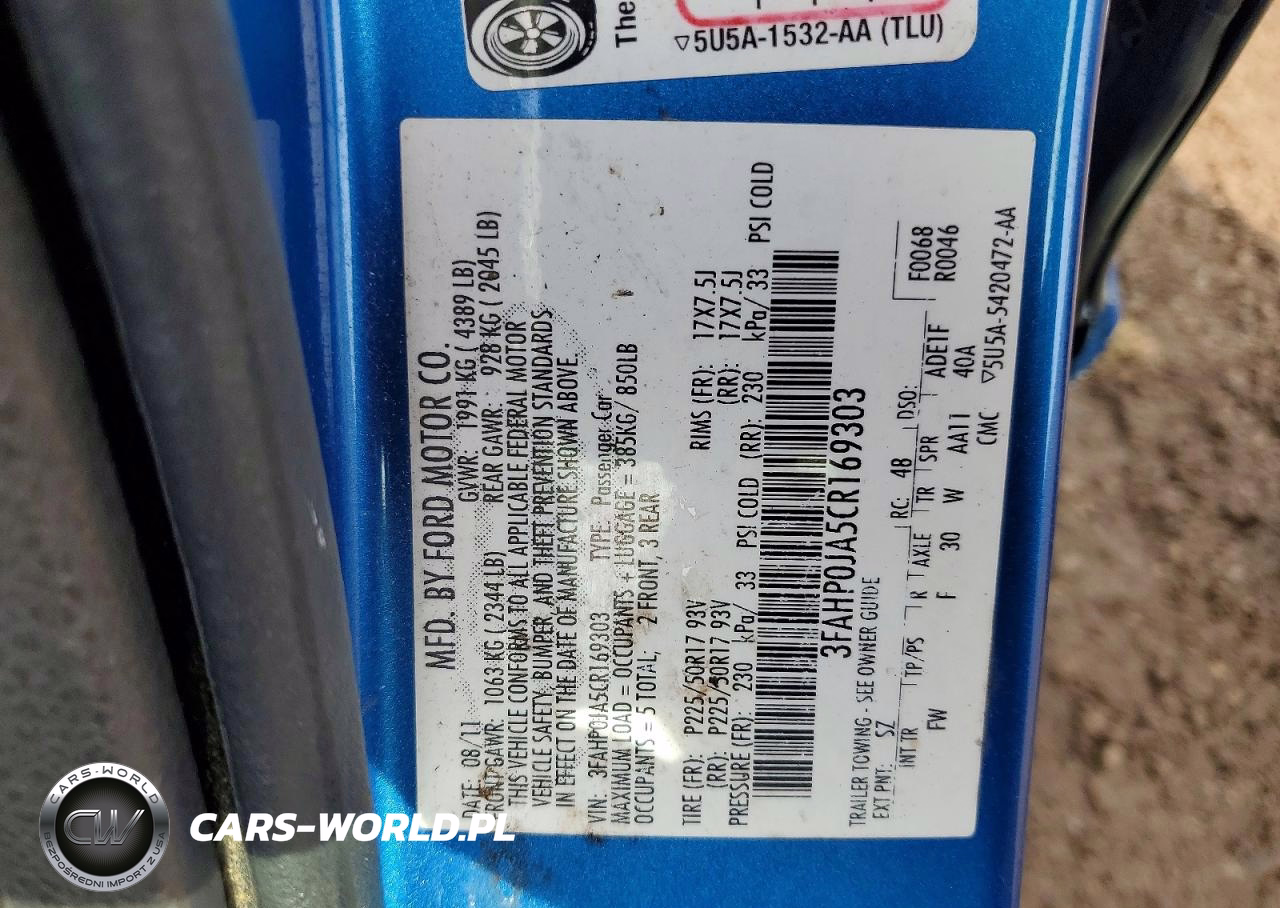 2012 Ford Fusion Sel VIN:3FAHP0JA5CR169303 - 12