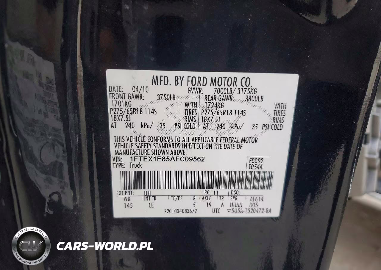 2010 Ford F150 Super Cab VIN:1FTEX1E85AFC09562 - 13