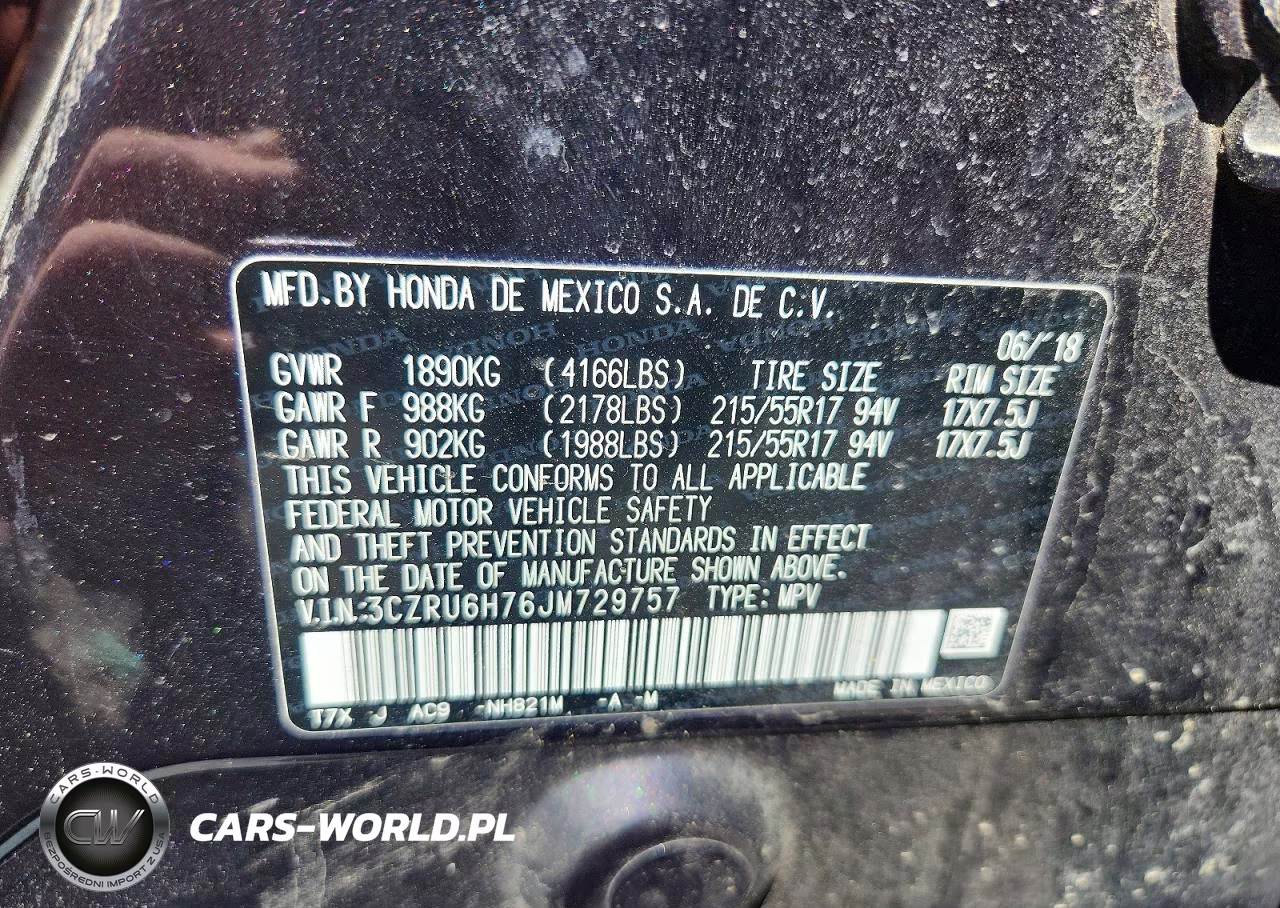 2018 Honda Hr-V Exl VIN:3CZRU6H76JM729757 - 13