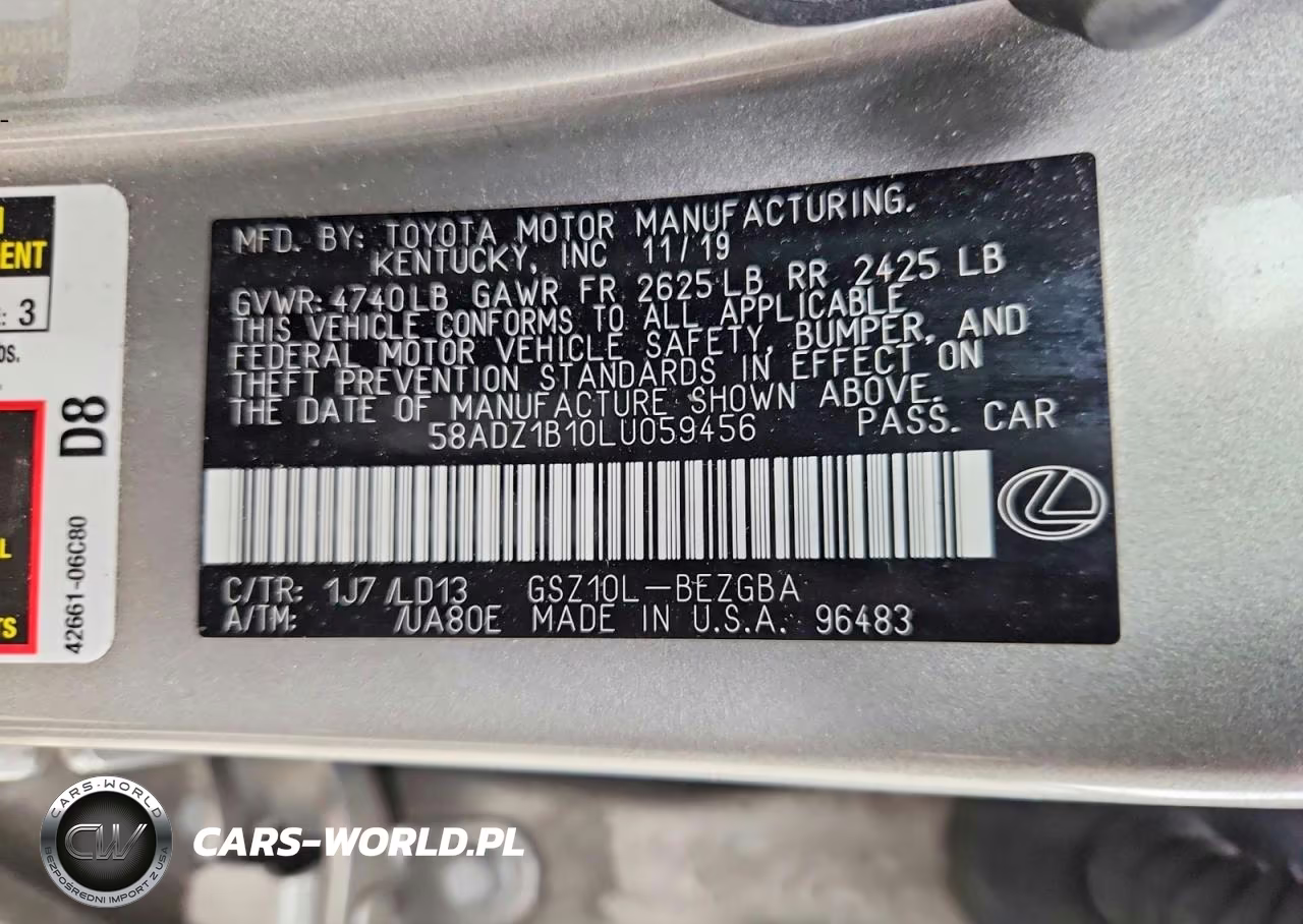 2020 Lexus Es 350 Base VIN:58ADZ1B10LU059456 - 12